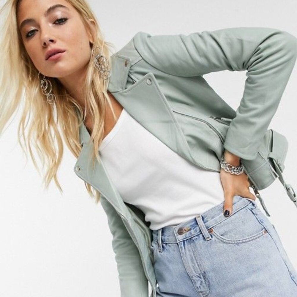 Barney's Originals Mint Leather Biker Jacket